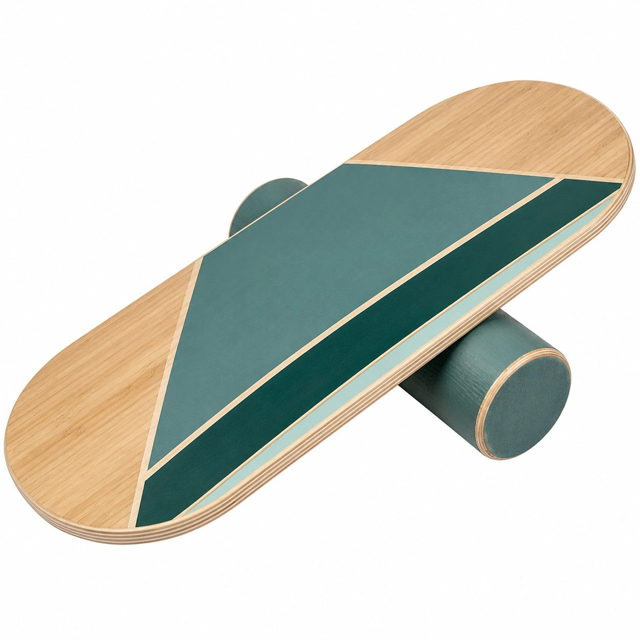Balance-Board mit Rolle Grün/Holz