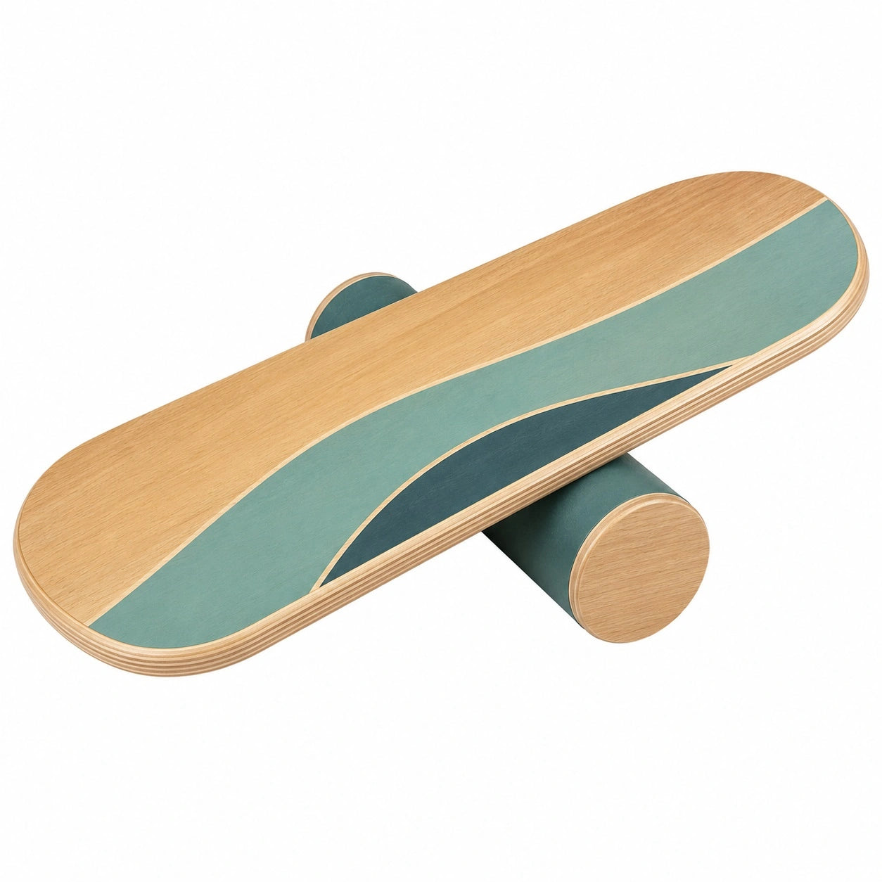 Holz Balance-Board mit Rolle, Grün und Hellbraun