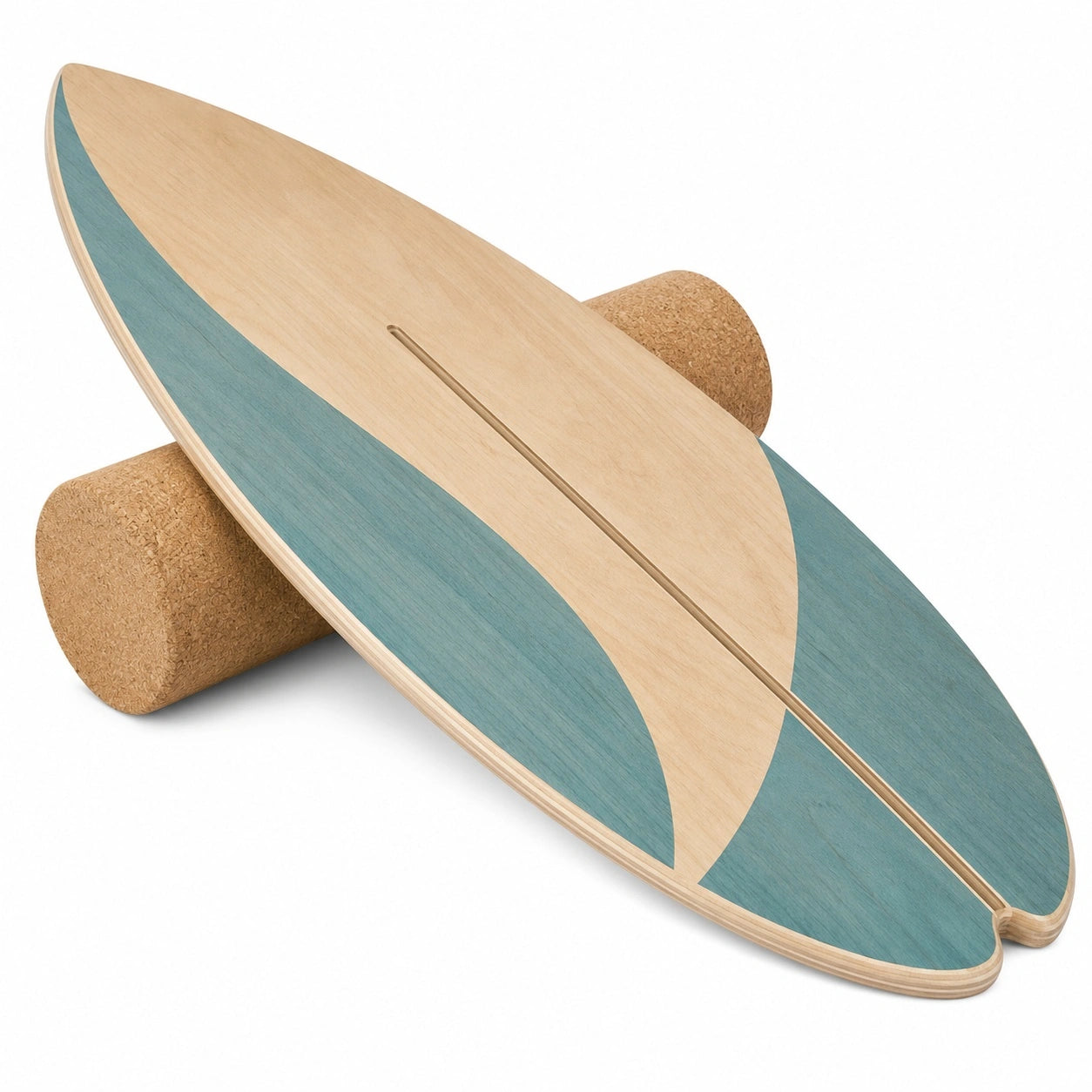 Holz Balance Board mit Korkrolle, Blau