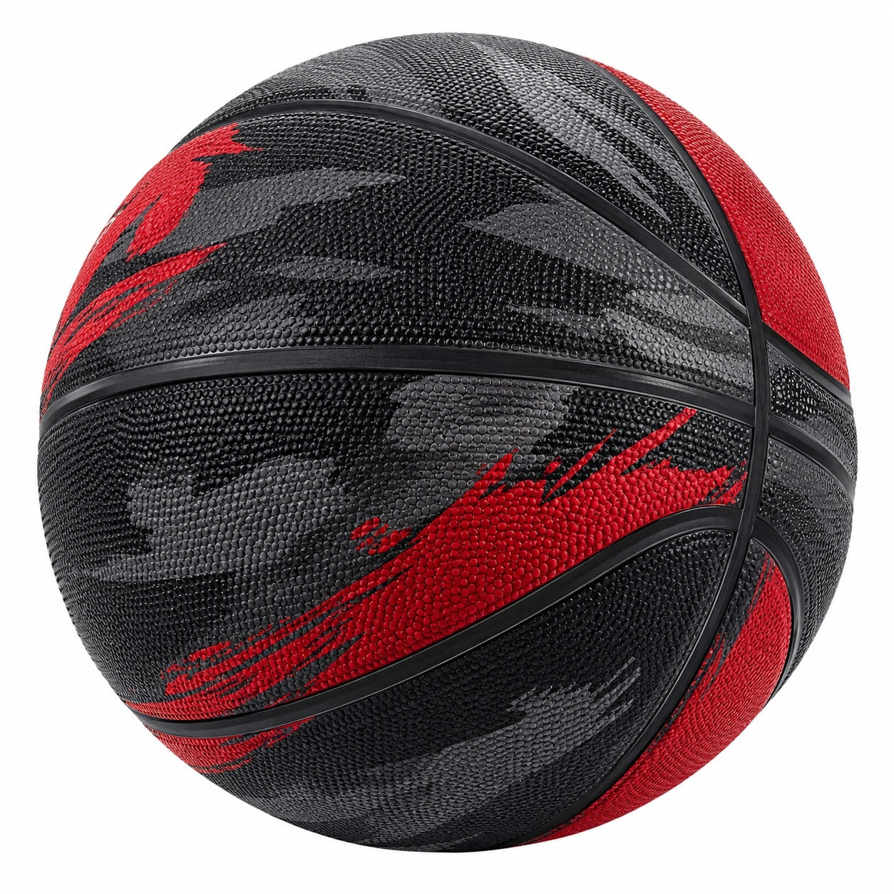 Basketball Größe 7 für draußen und drinnen in Schwarz und Rot