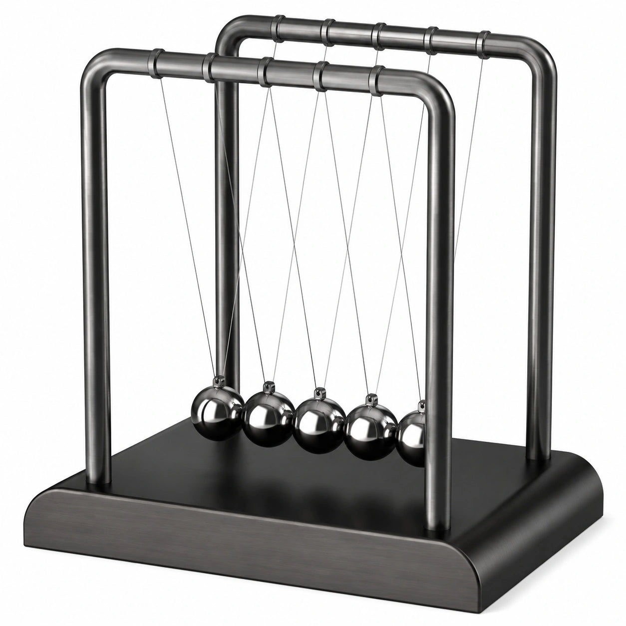 Schwarzes Newton Pendel mit 5 Edelstahlkugeln