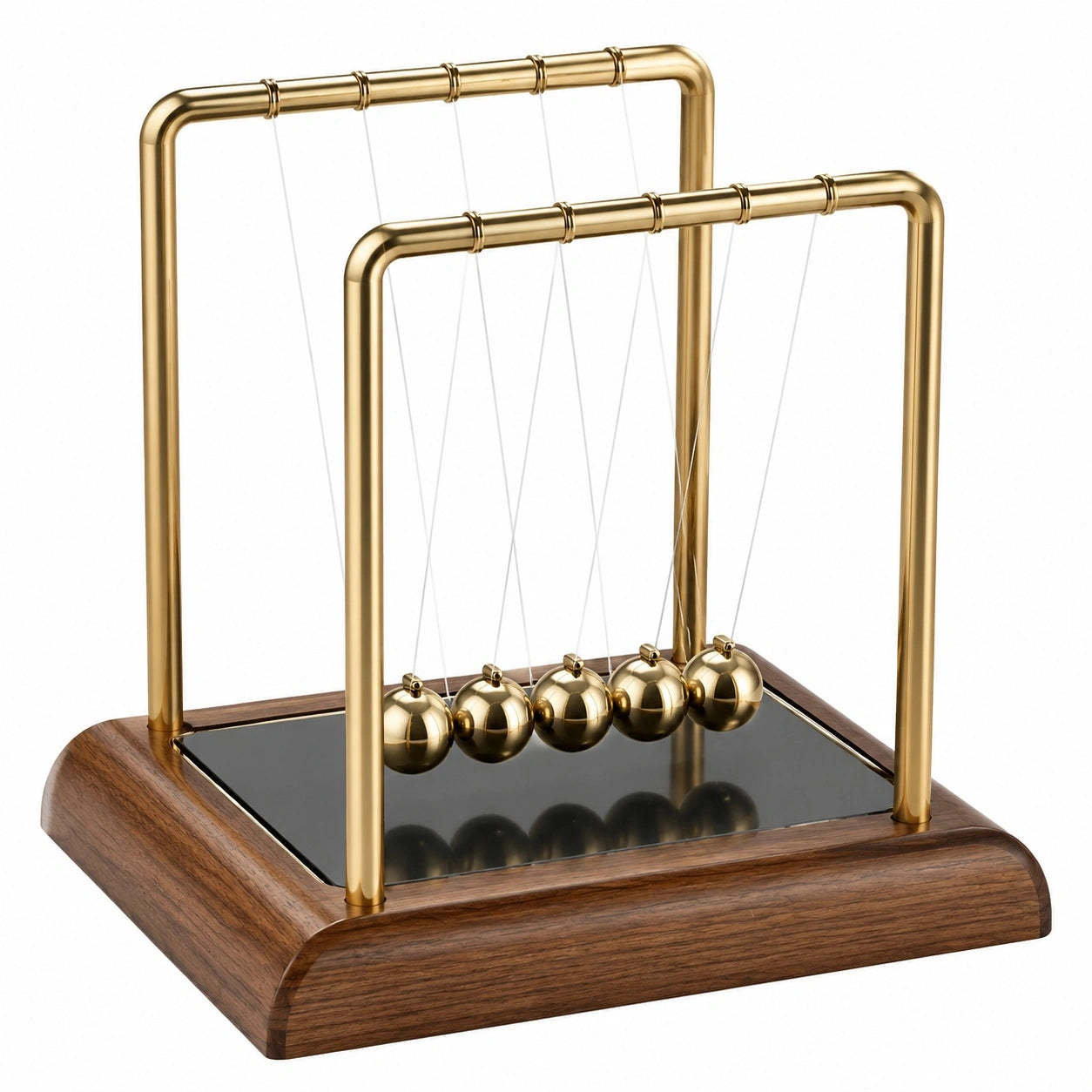 Newtonsches Pendel Schreibtischdekoration in Gold und Braun