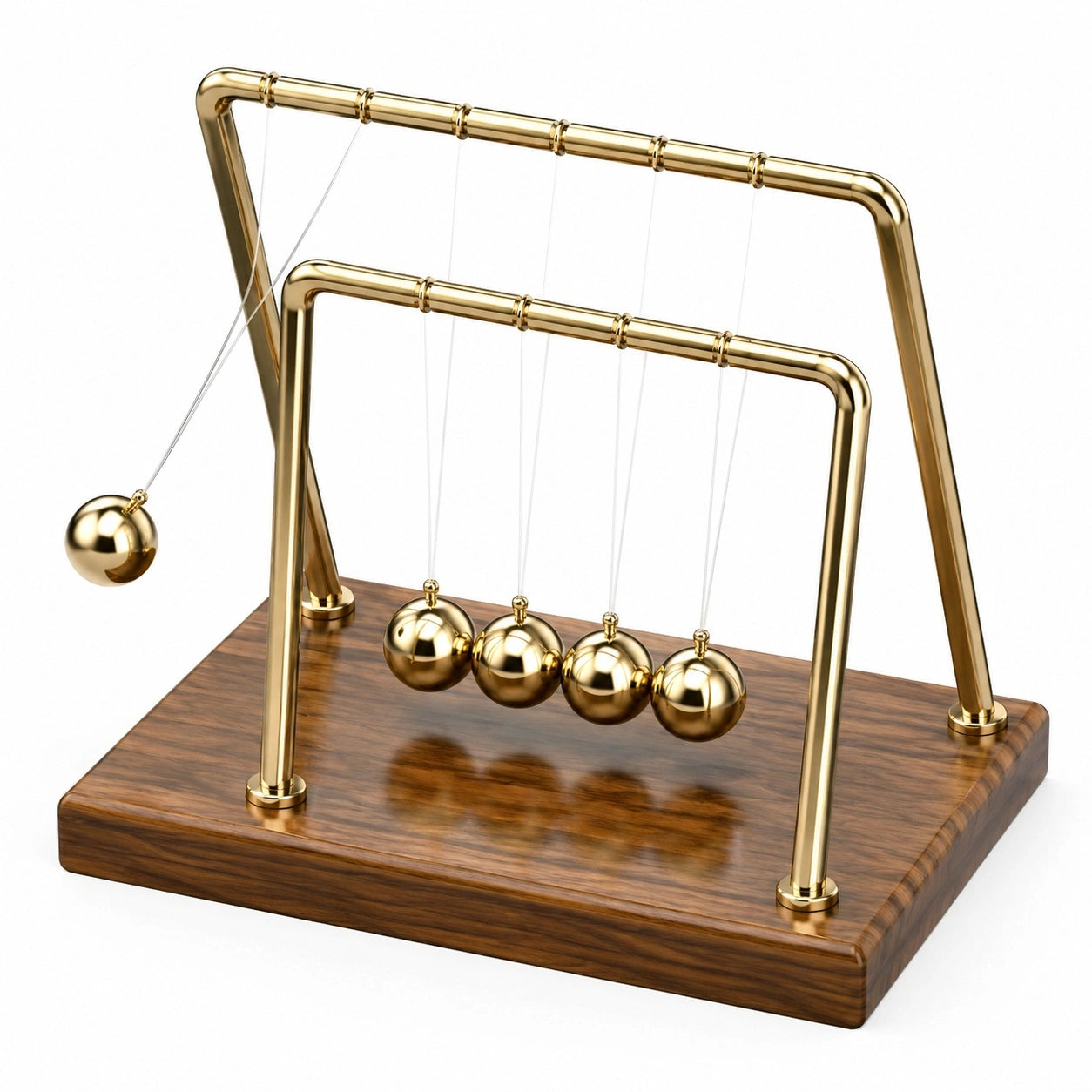 Newtons Pendel Schreibtischdekoration in Gold mit 5 Kugeln