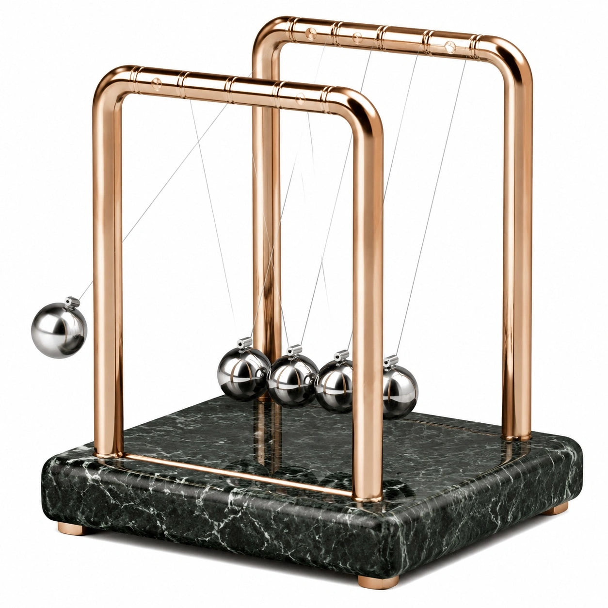 Kupfer Newton Pendel Schreibtischspiel mit Marmor Basis