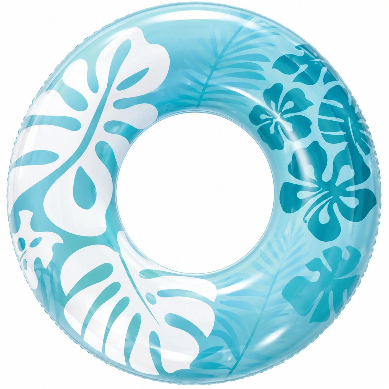 Aufblasbarer Schwimmring mit Tropischem Blattmuster - Blau, 91 cm