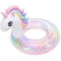 Aufblasbarer Einhorn-Schwimmring für Kinder mit Regenbogenglitzer
